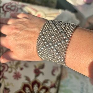 Sergio Gutierrez Silver Beaded Cuff Bracelet